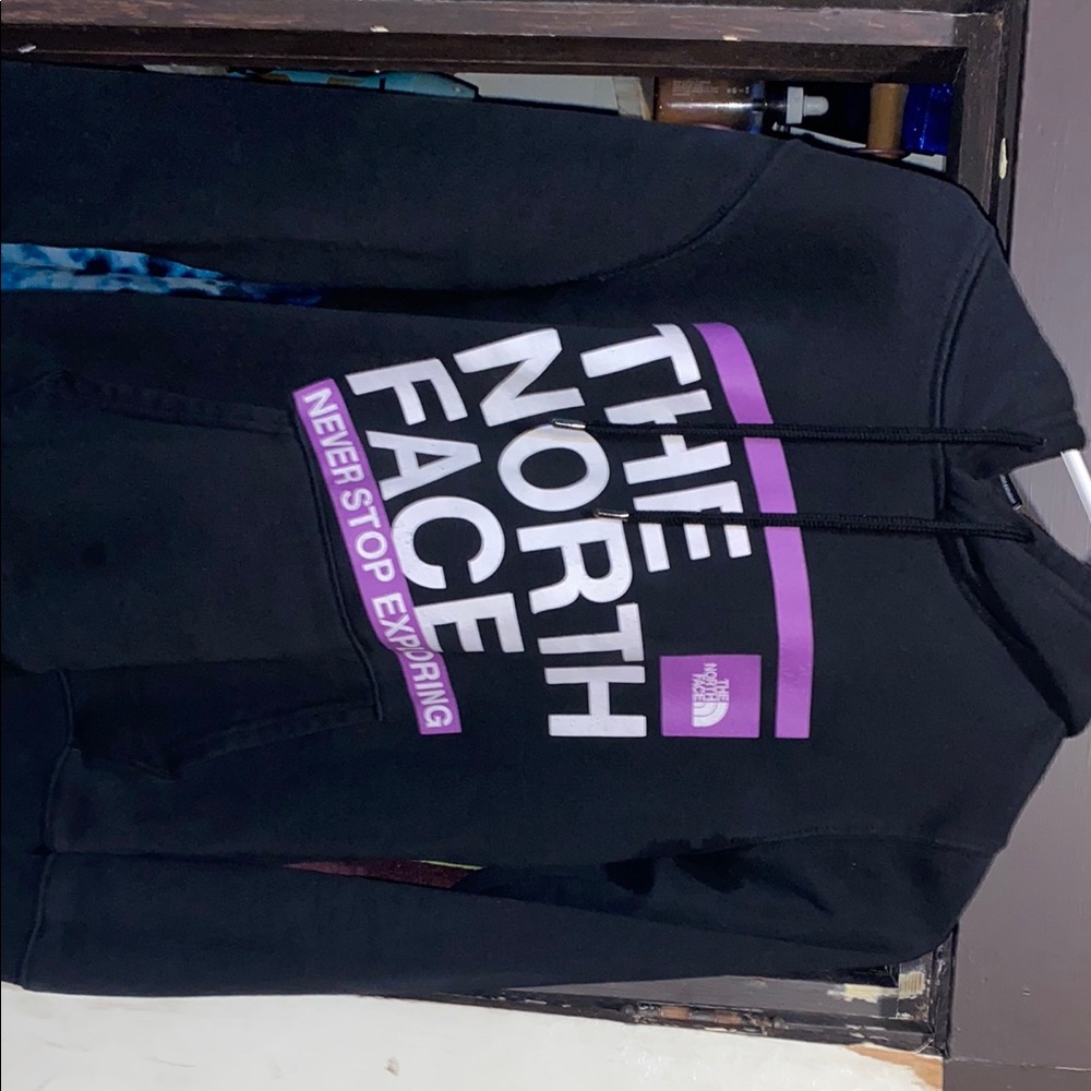 The North Face Black Hoodie with Purple Accents